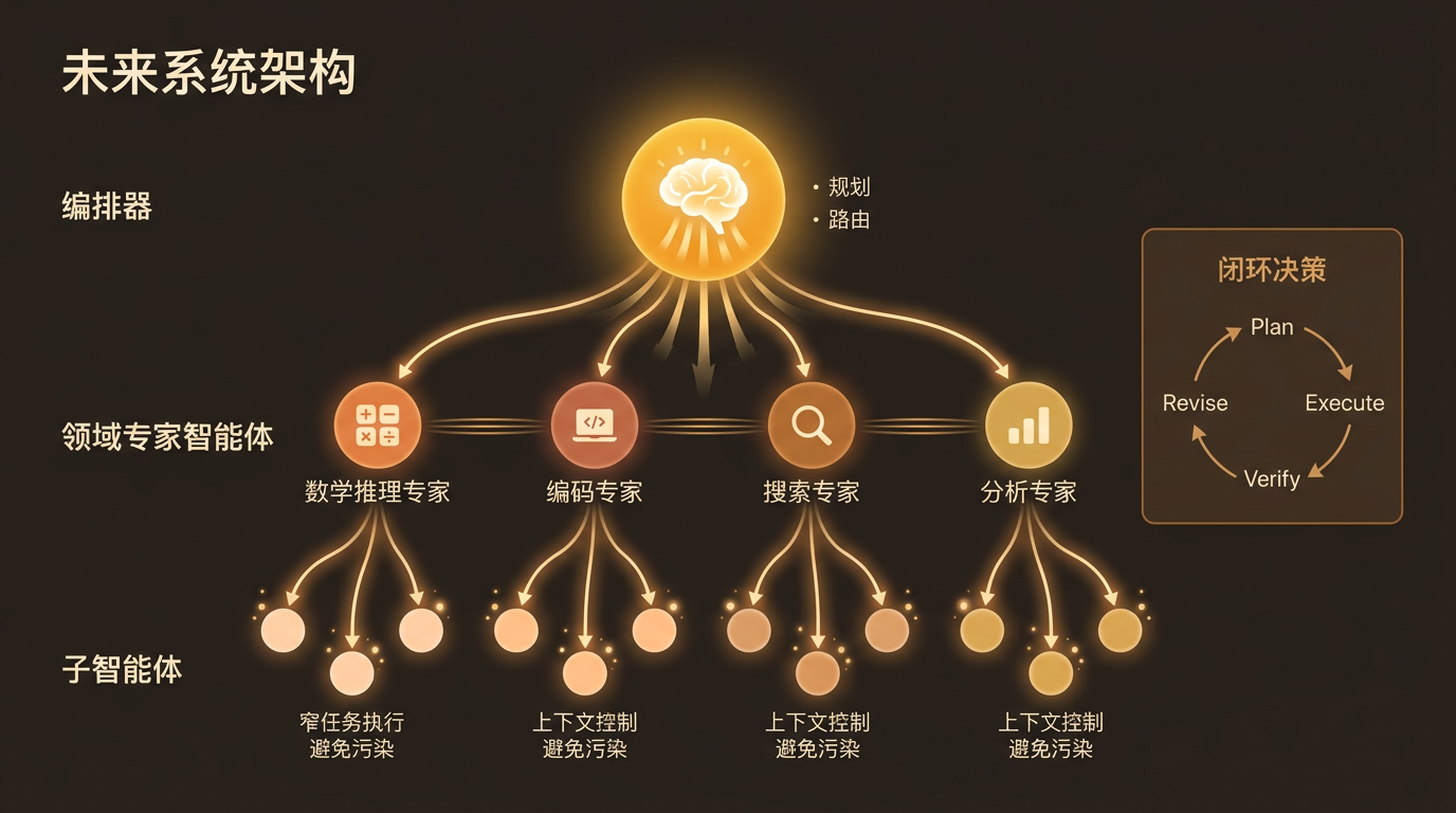 未来系统架构：编排器 + 领域专家智能体 + 子智能体