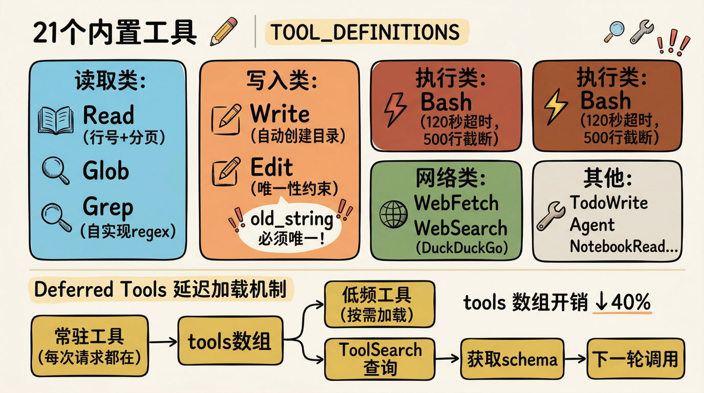 21个内置工具与 Deferred Tools