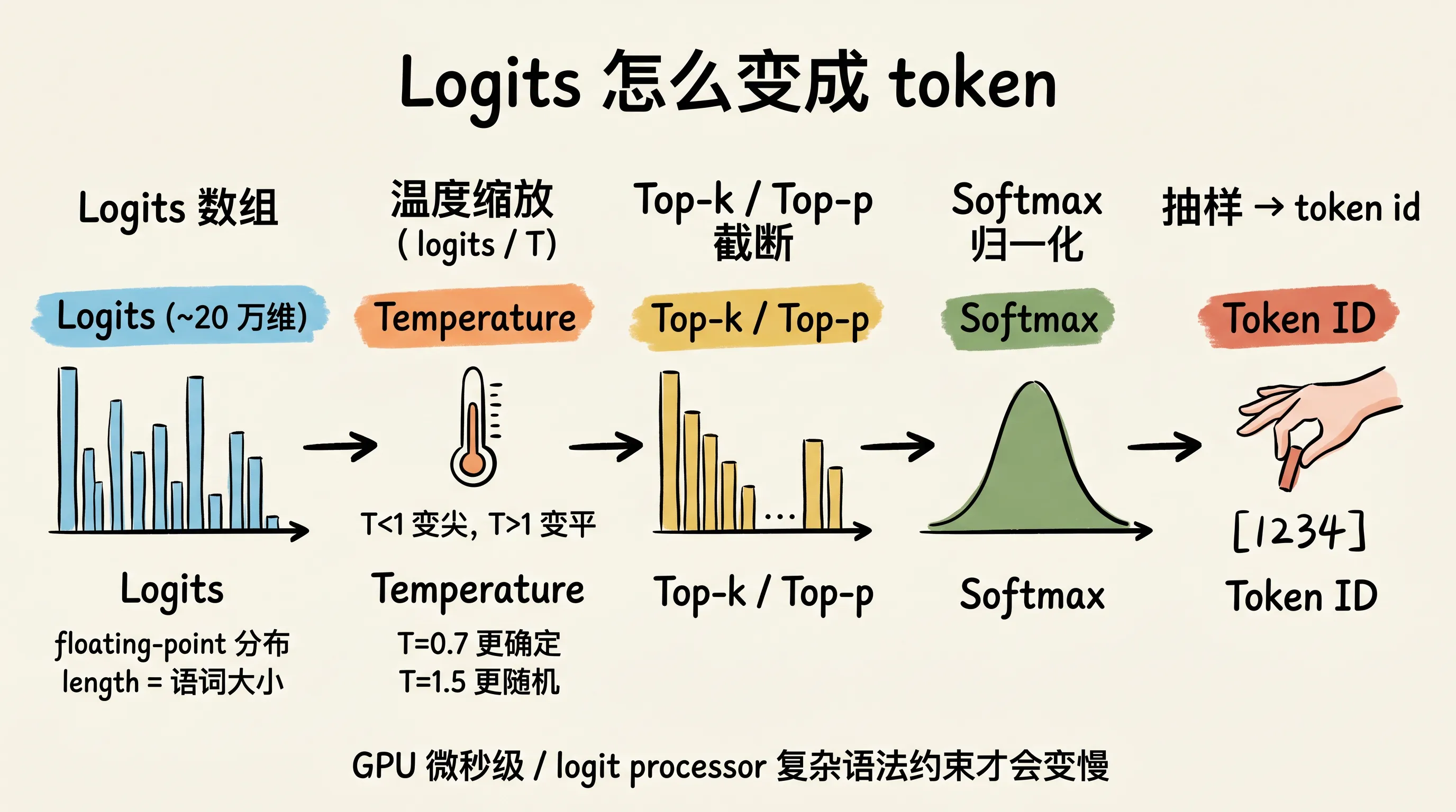从 logits 到 token id 的采样链路