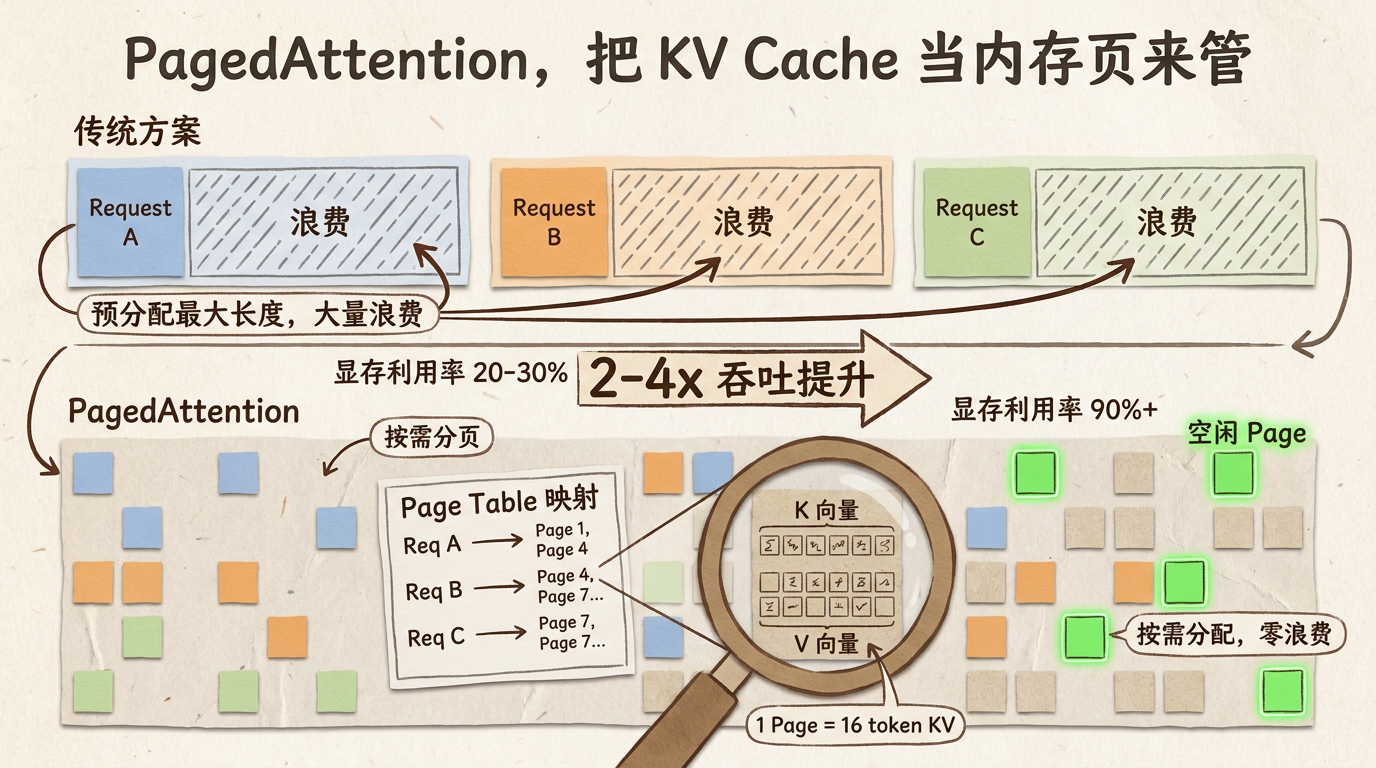 PagedAttention 分页管理