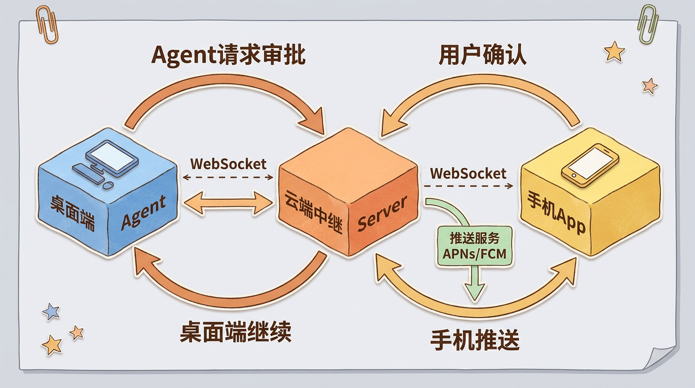 远程控制权限链路：手机审批如何控制桌面端Agent