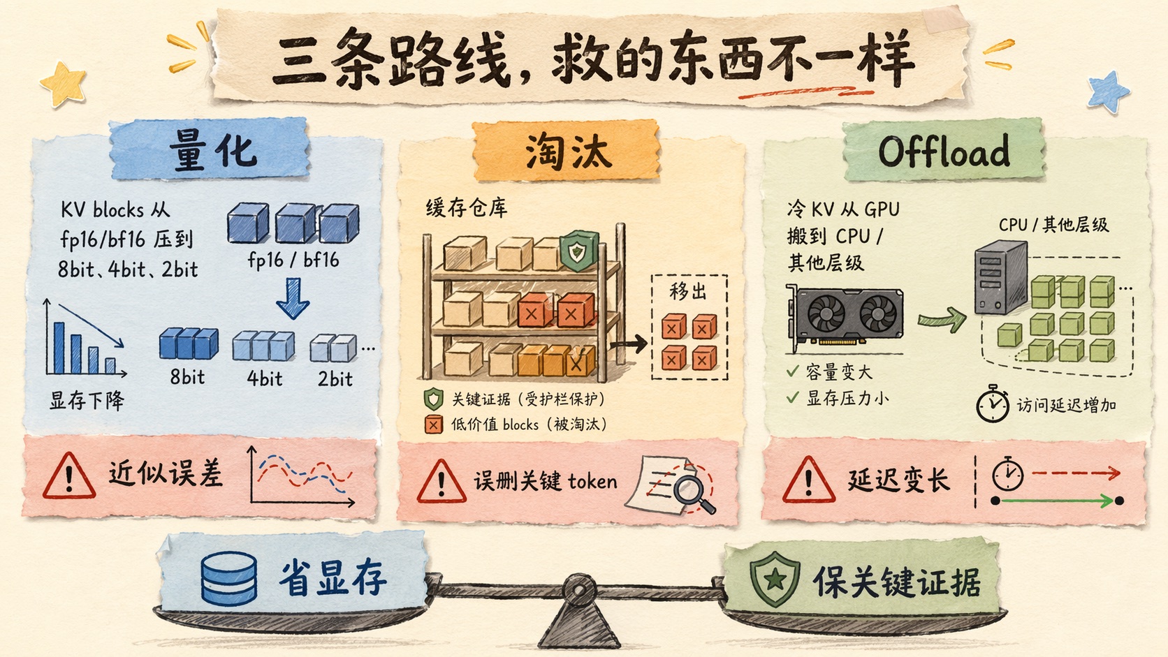 KV Cache 优化的三条路线：量化、淘汰、Offload