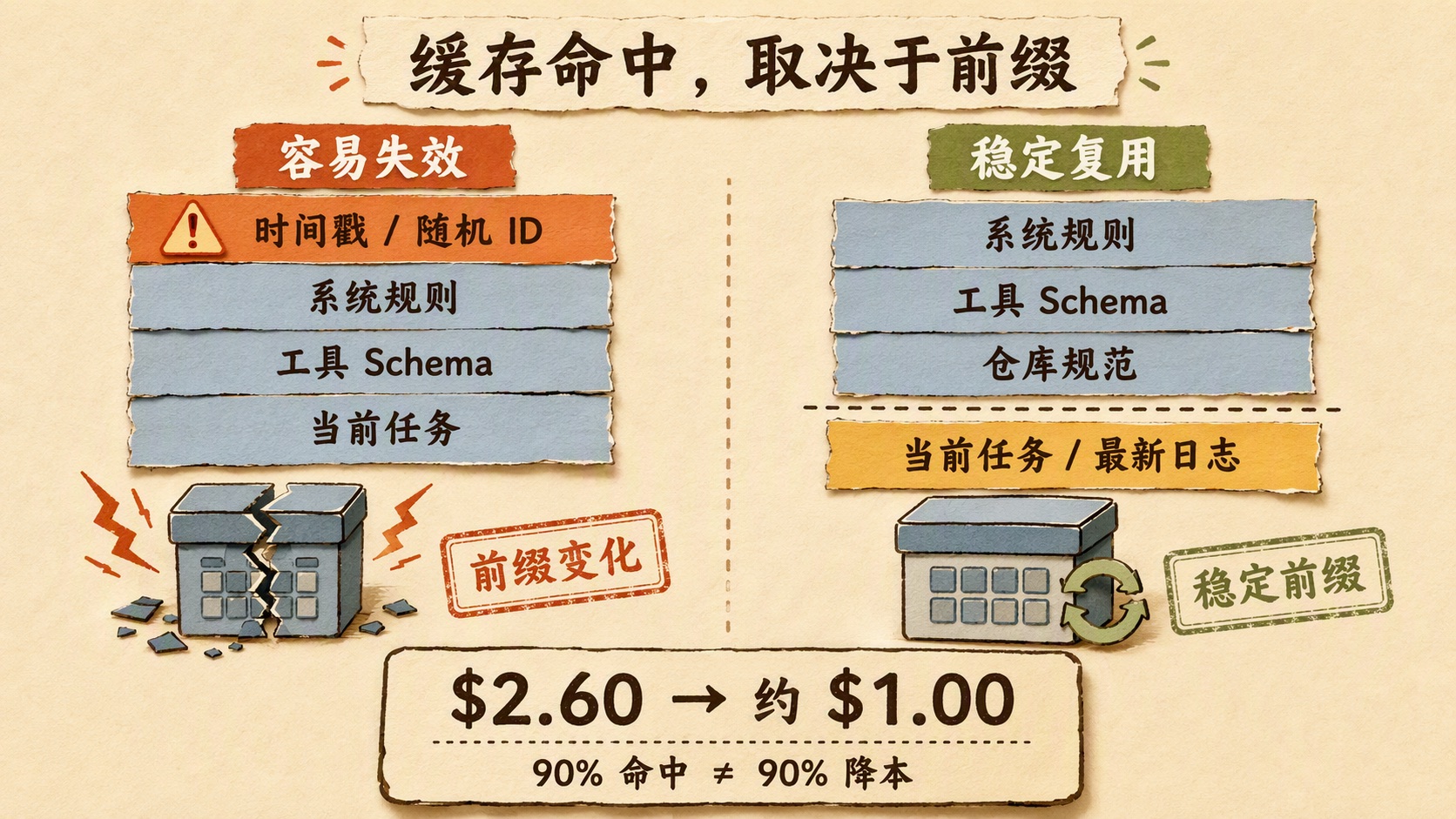 稳定前缀如何提高 Prompt Cache 命中率