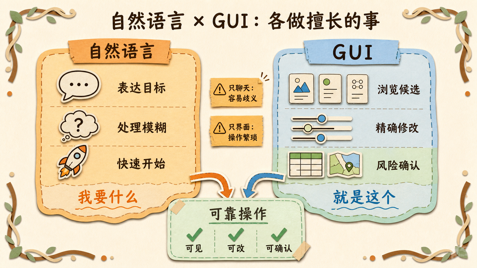 自然语言与 GUI 各做擅长的事